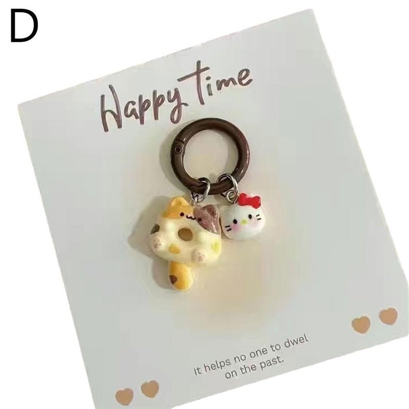 Cute cartoon donut cat keychain, Siamese cat KTins style keychain, backpack, headphone charm, sweet